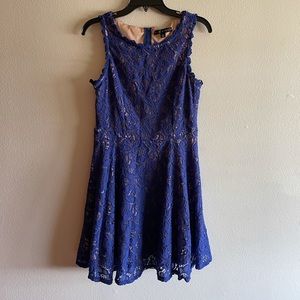City Studio Blue Floral embroidered dress